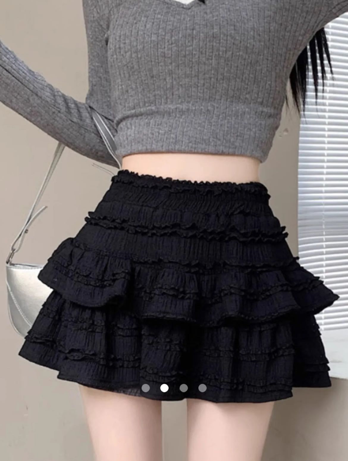 SAVANA Tiered Skort // Black