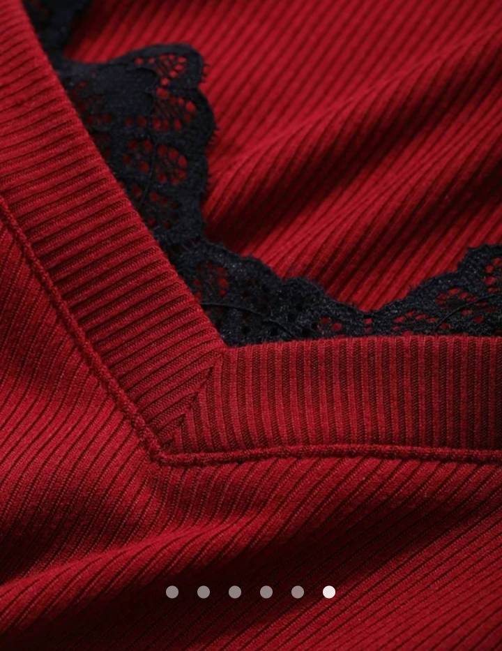 Lace Trimmed Top // Red