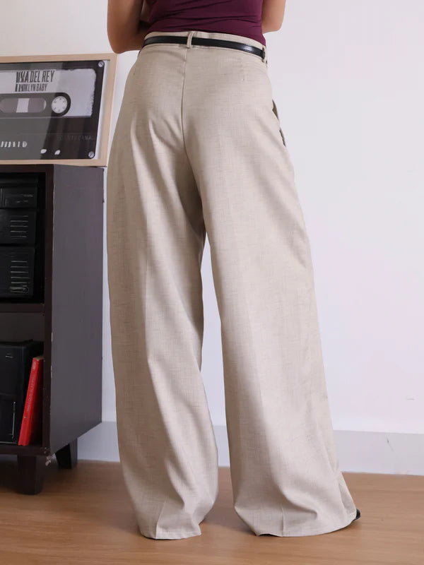 Belted Wide Leg Korean Pant // Walnut Brown