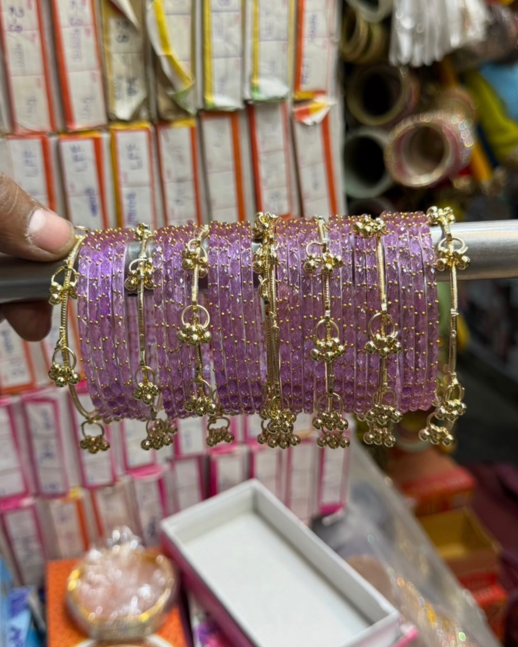 Purple // Rain Drop 12 Bangles + 4 Ghungroo Set