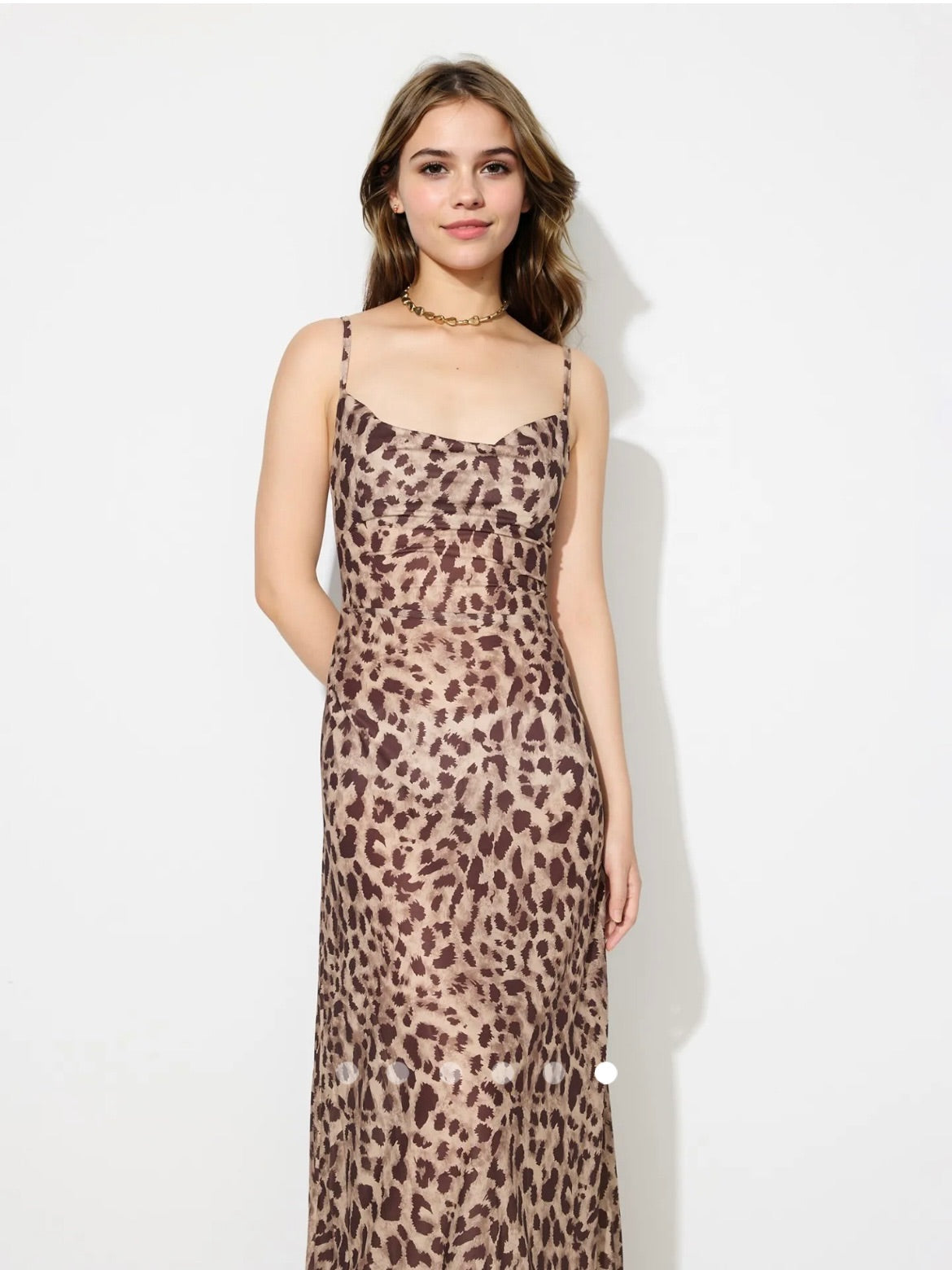 Cowl Neck Maxi Dress // Leopard Print
