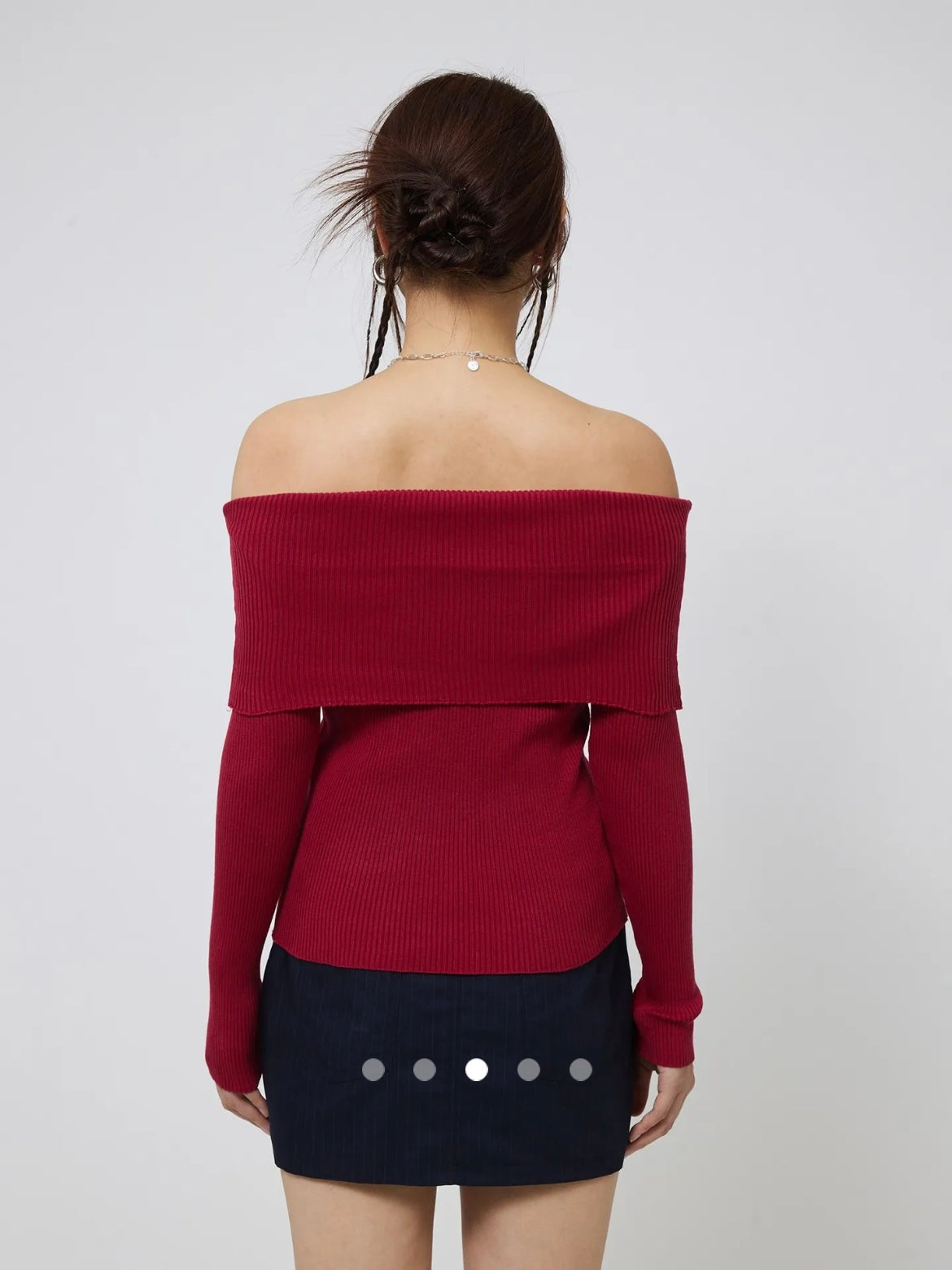 Off Shoulder Knit Top // Red
