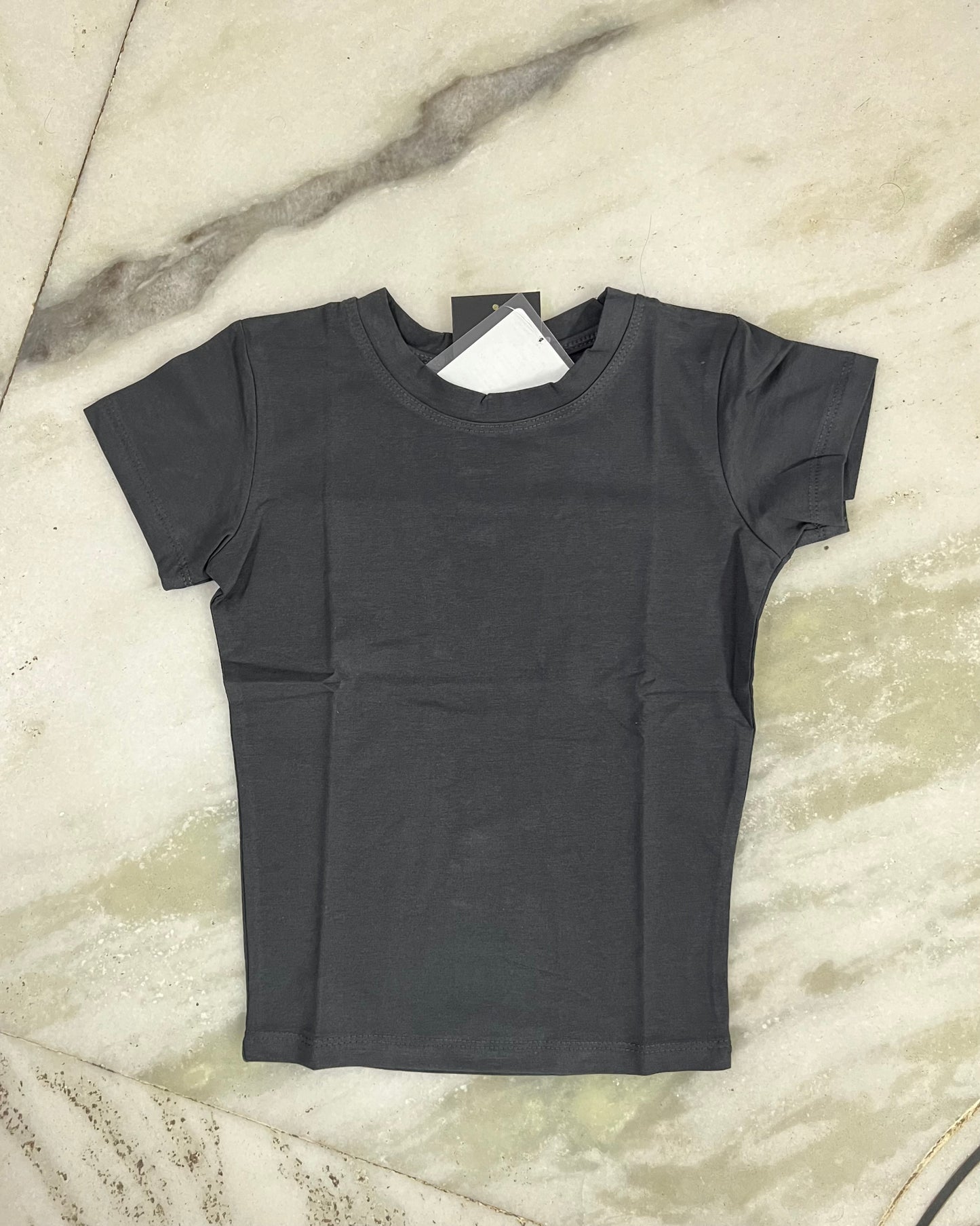 Cotton Y2K Fitted Tee // Dark Grey