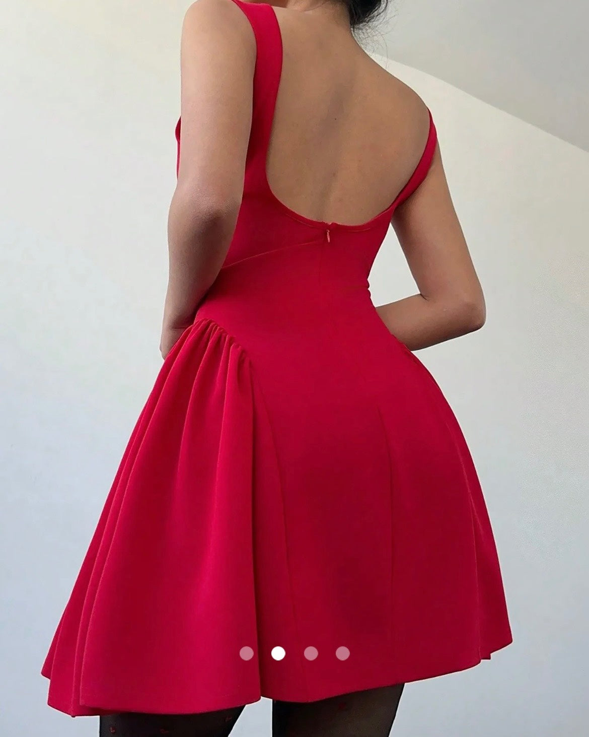 Boat Neck Dress // Red