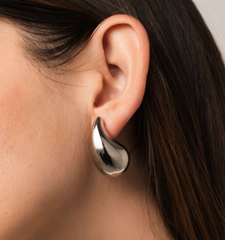 Chunky Teardrop Earings (Big) // Silver
