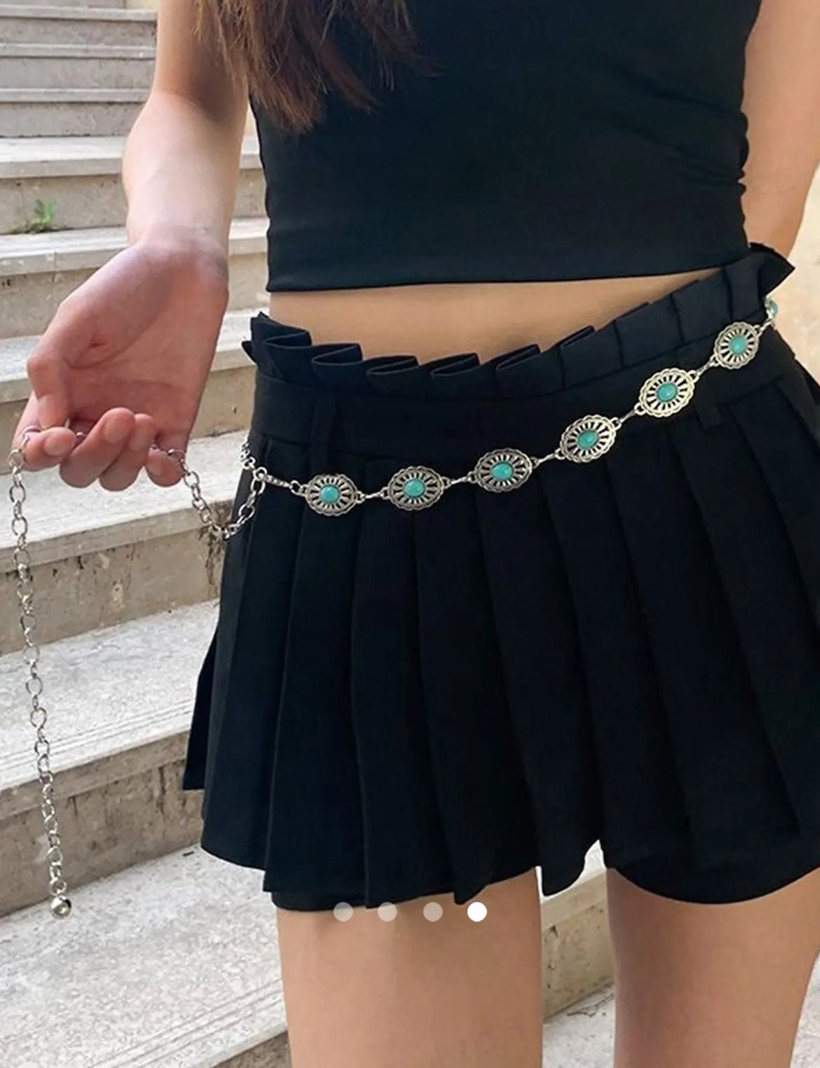 Stone Waist Chain Belt // Silver