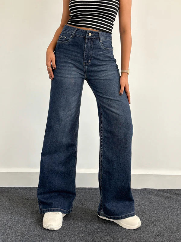Luxe Cat Whisker Stretchable Wide Leg Jeans // Vintage Blue