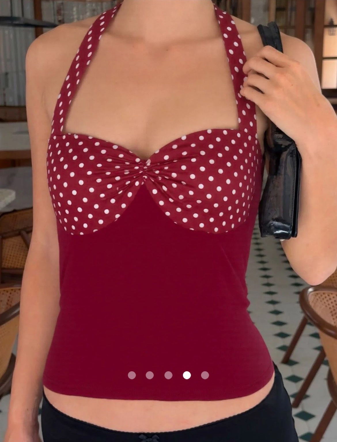 Polka Dot Halter Top // Burgundy