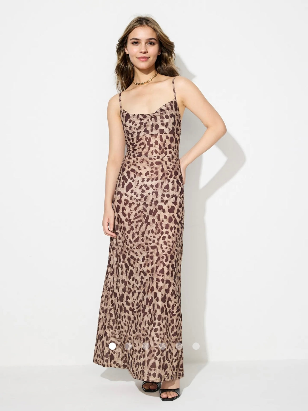 Cowl Neck Maxi Dress // Leopard Print