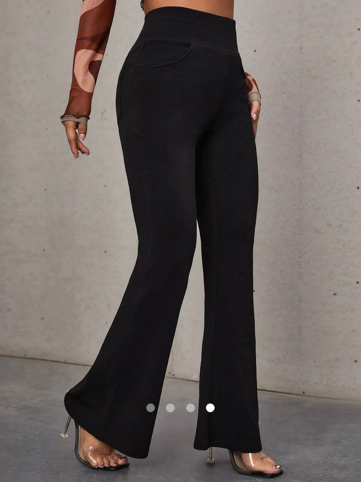 Pocket Texured Flare Leg Pants // Black