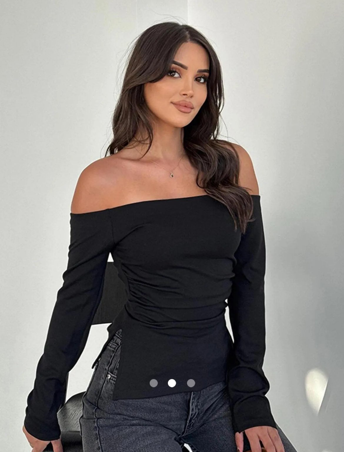 Off-S Full Sleeve Top (Thick Fabric) // Black