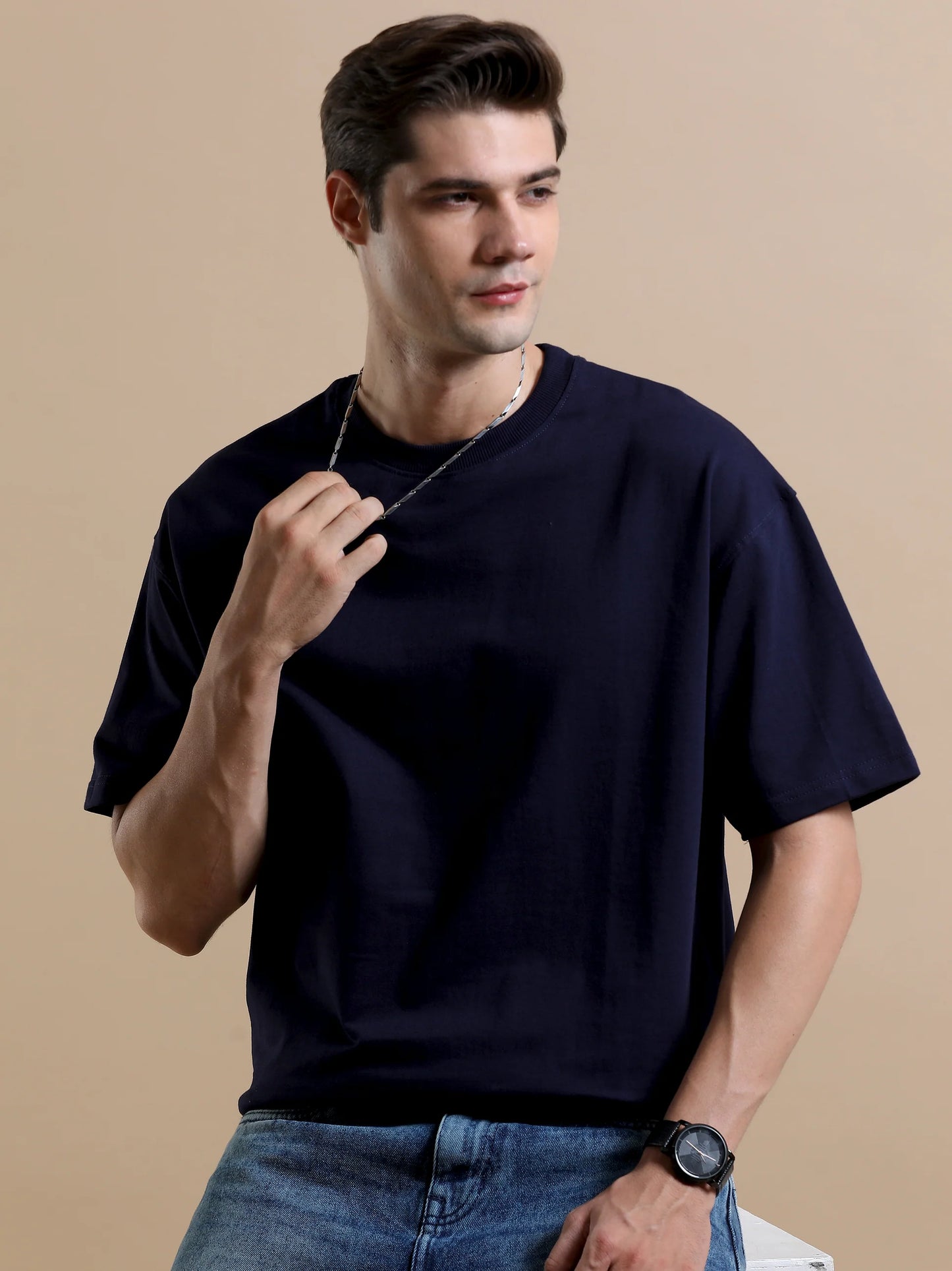 NAVY Oversized Tshirt // 100% Cotton - 240 GSM