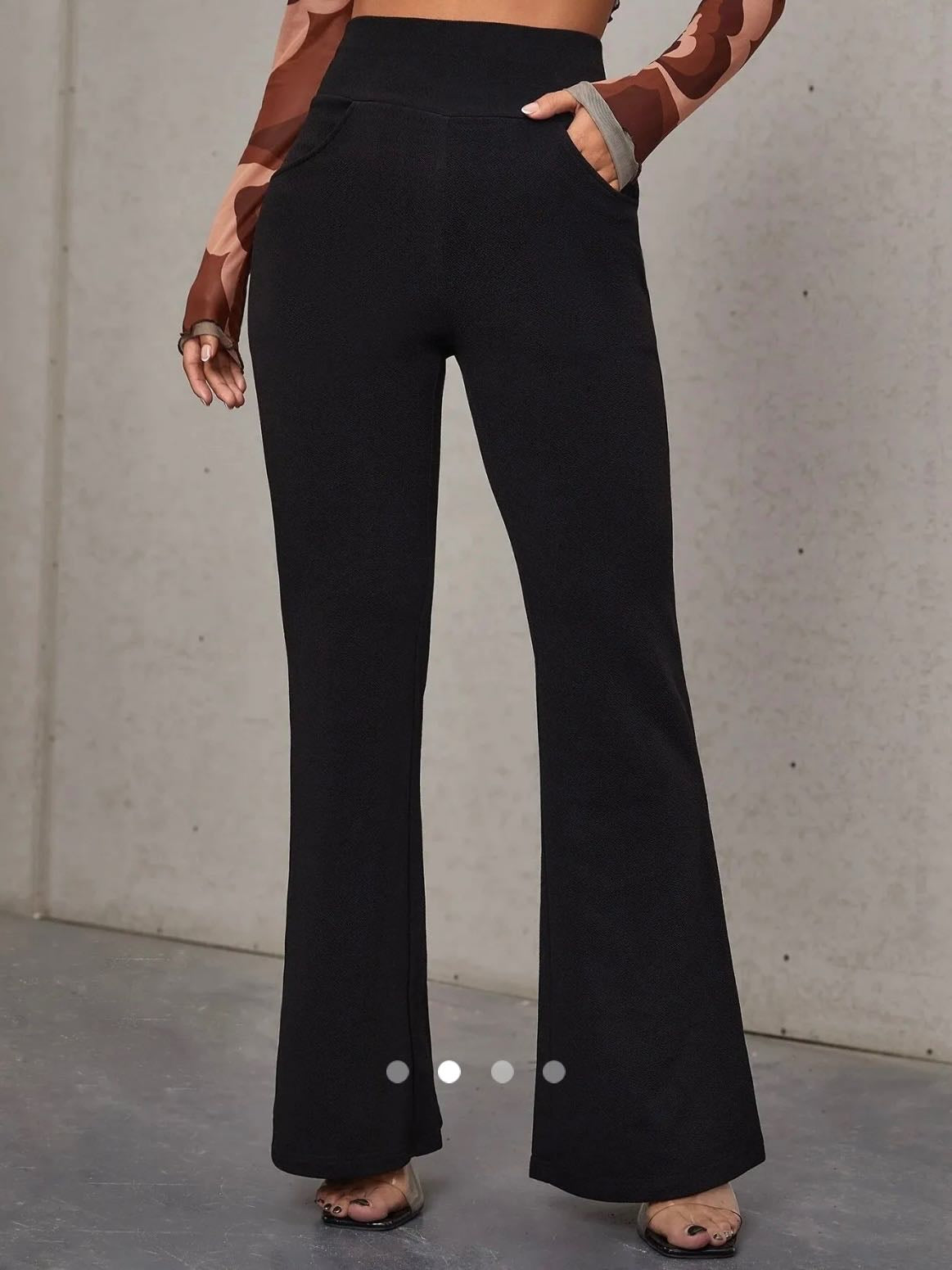 Pocket Texured Flare Leg Pants // Black