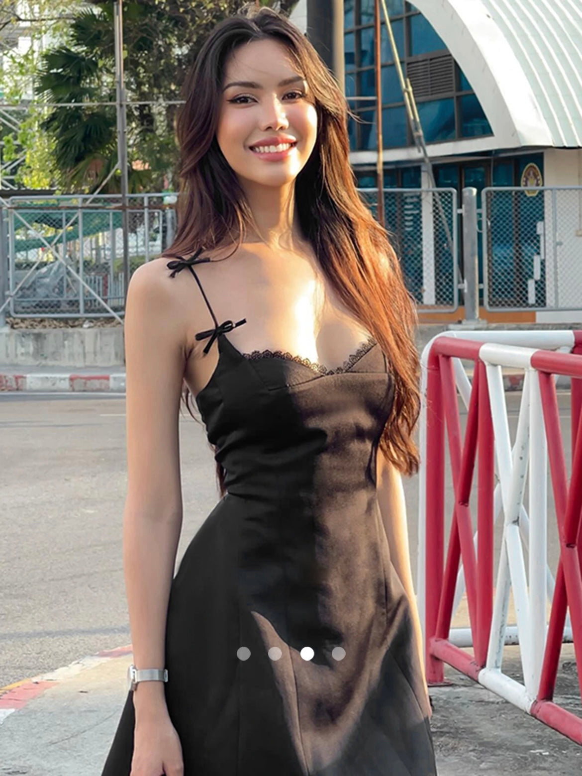 Sweetheart Neck Bow Dress // Black