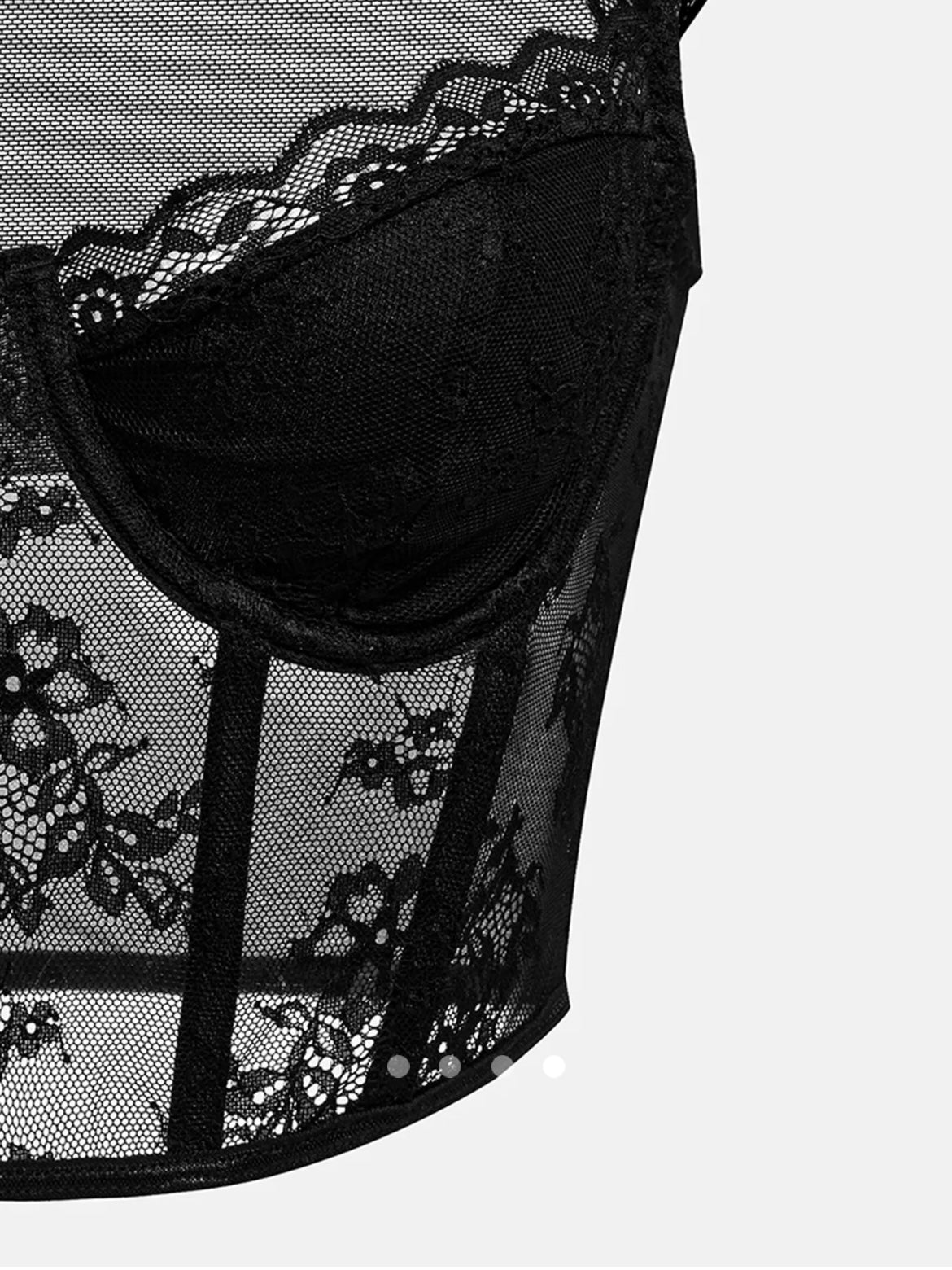 Lace Sheer Crop Top // Black