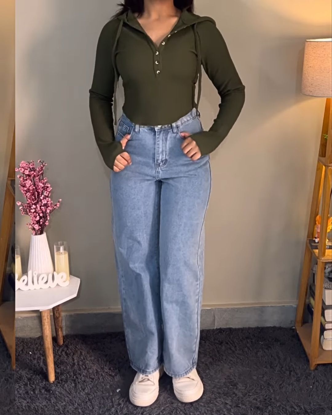High Waist Straight Leg Jeans // Light Blue