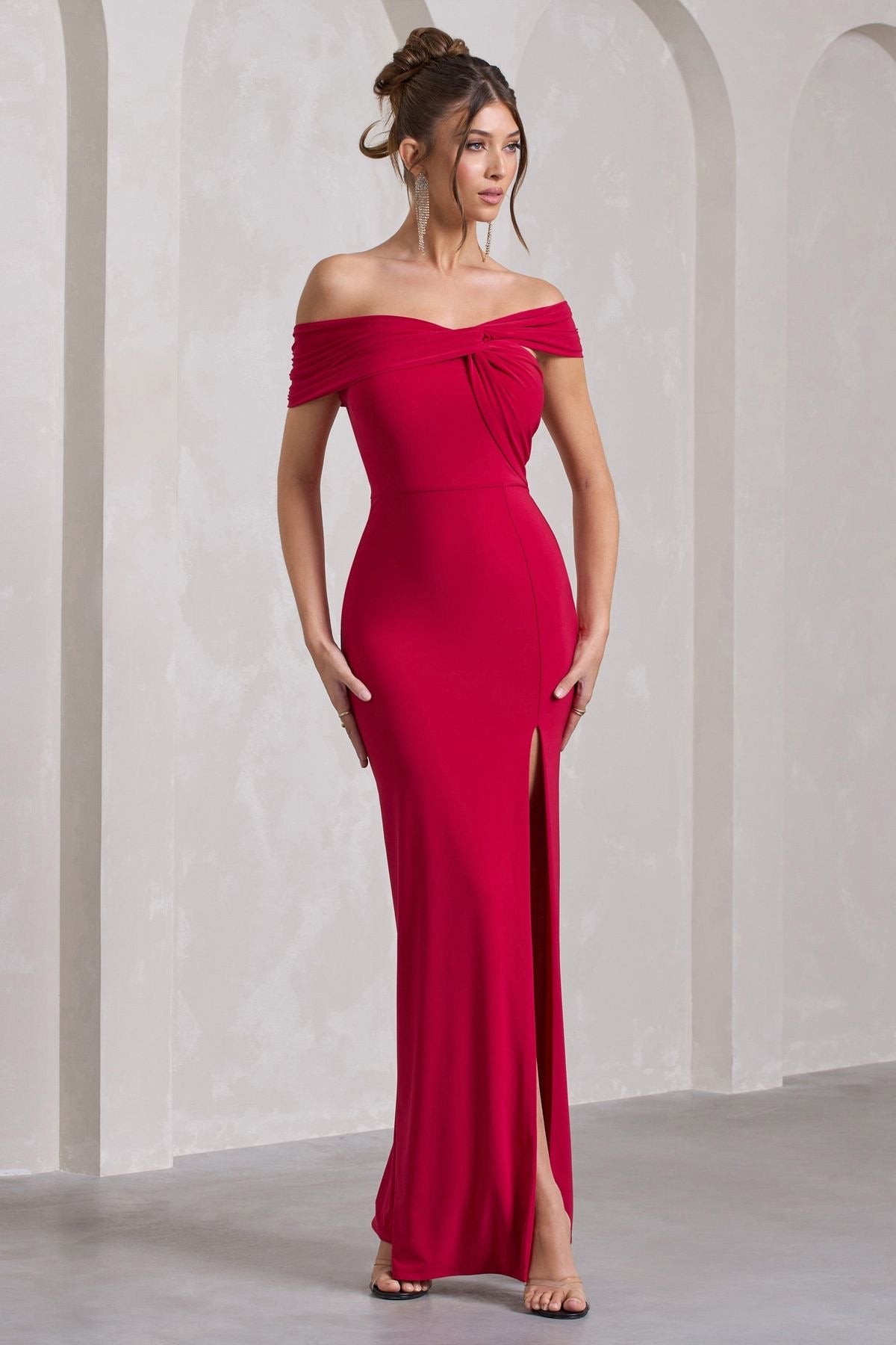 Off-Shoulder Bodycon Dress // Red Rocket Off-Shoulder Bodycon Dress // Red Rocket