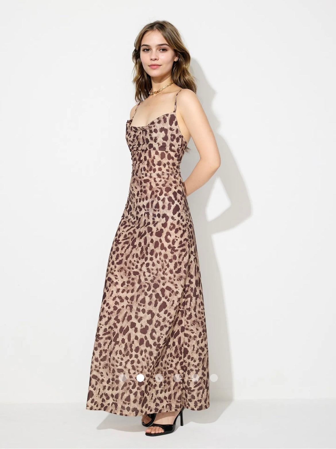 Cowl Neck Maxi Dress // Leopard Print