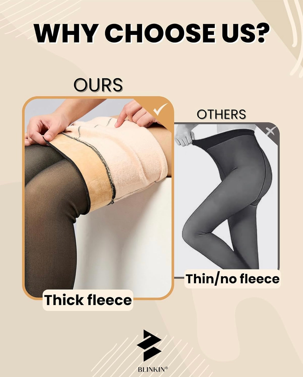 Premium Fleece Leggings (Free Size 26β to 34β Waist) - Fake Translucent