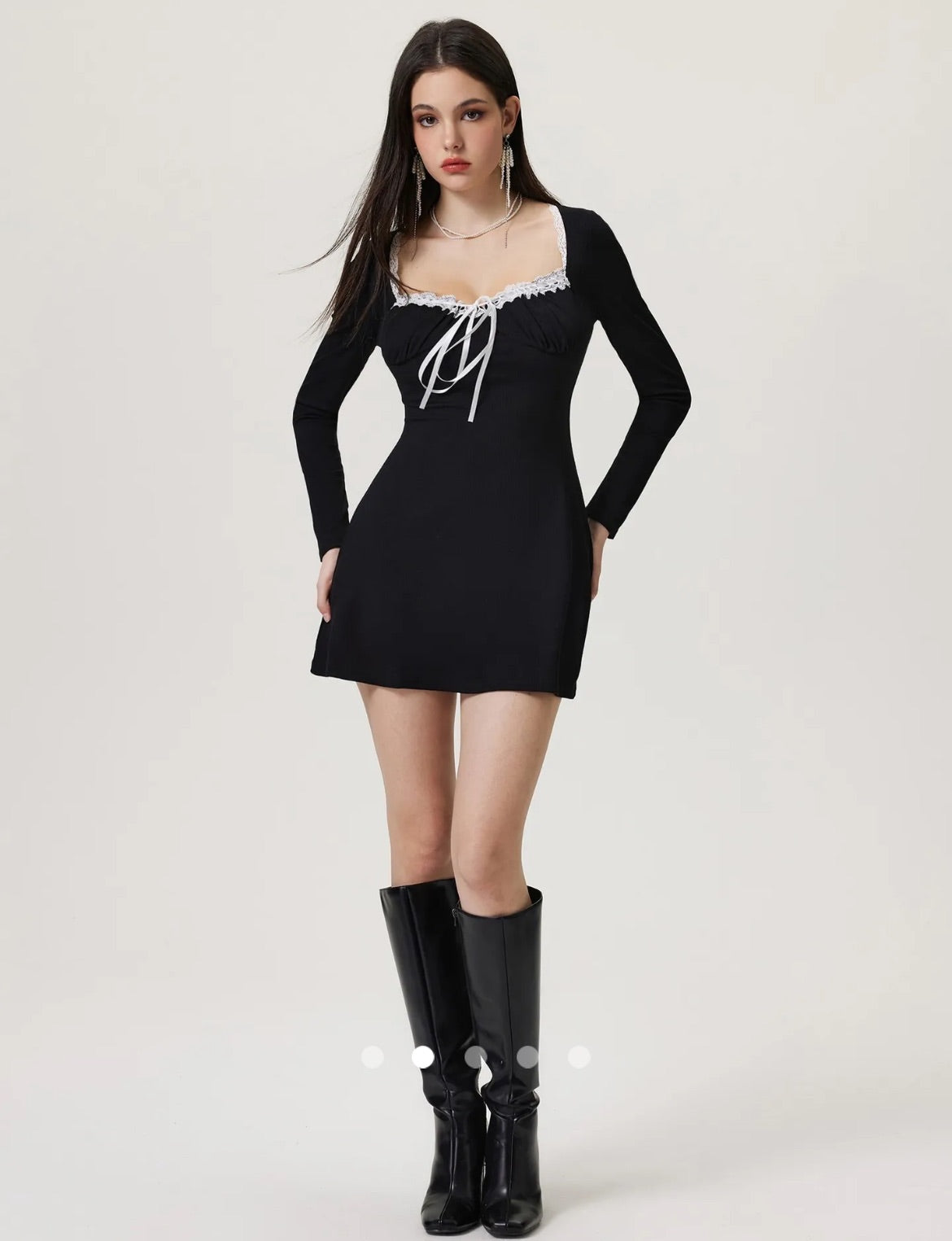 Ruffle A-Line Dress // Black