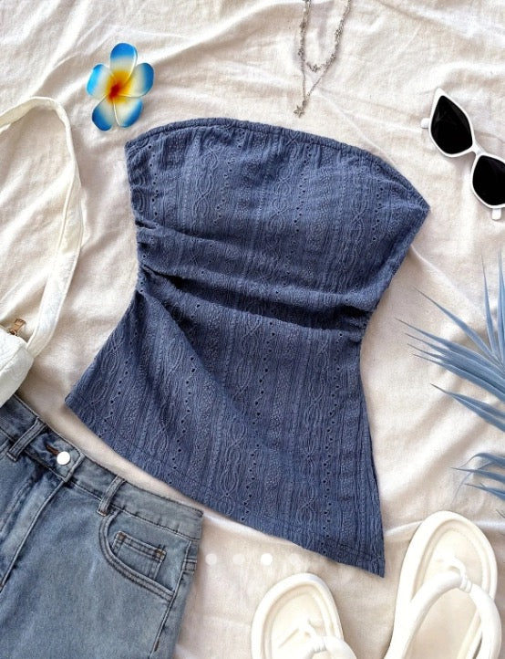Asymmetric Tube Top // Navy