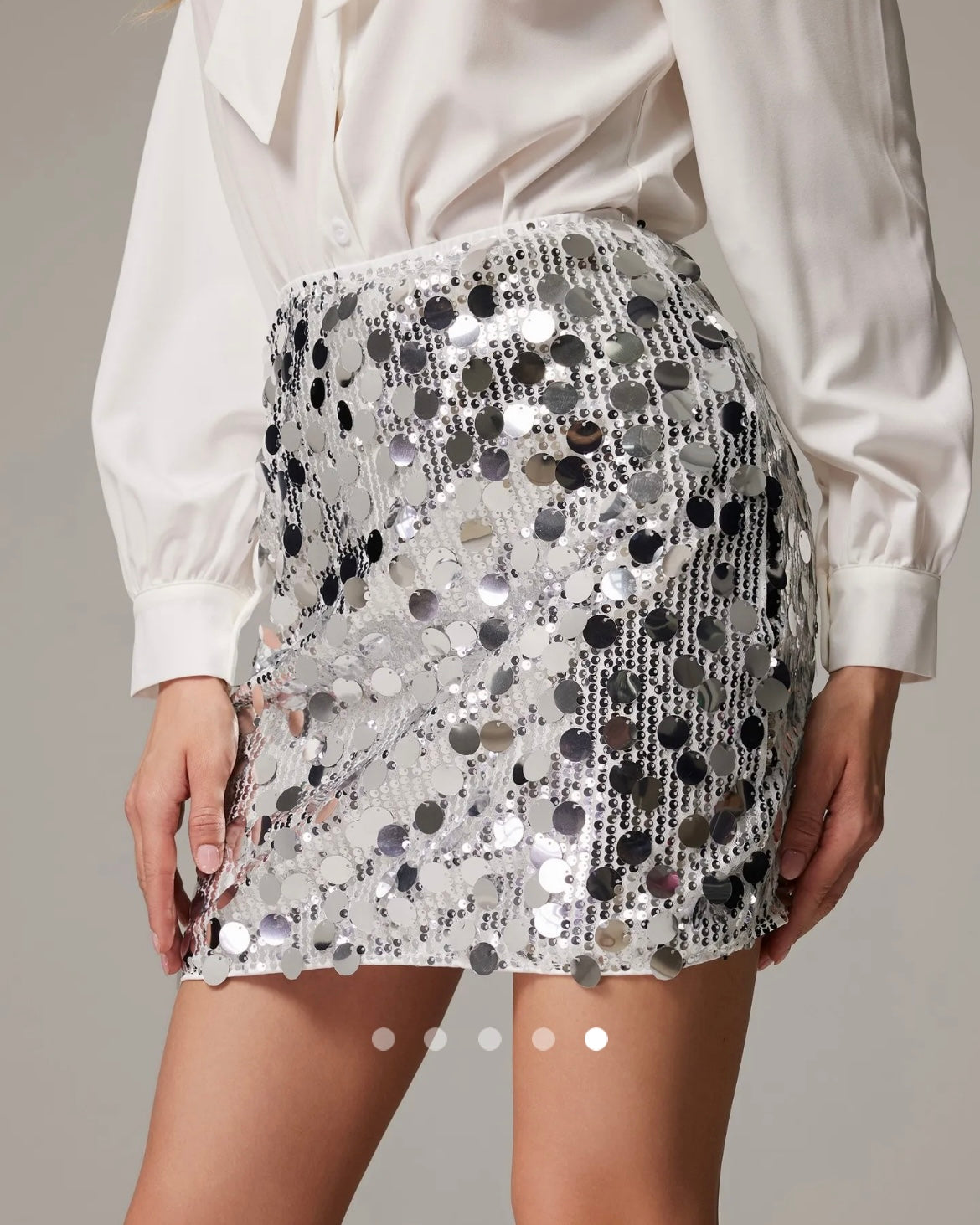 Sequinned Straight Skirt // Silver