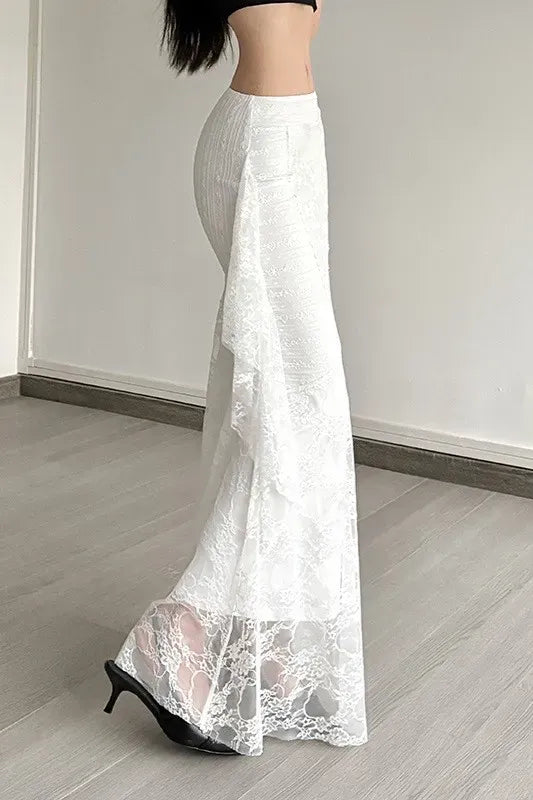 NEWME Floral Draped Skirt // White