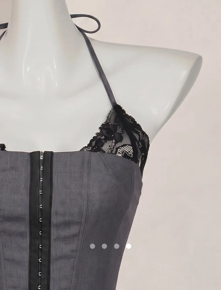 Patchwork Halter Top // Grey