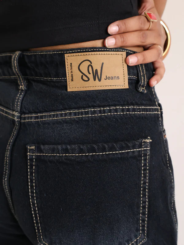 Panelled Wide Leg Jeans // Eclipse Black