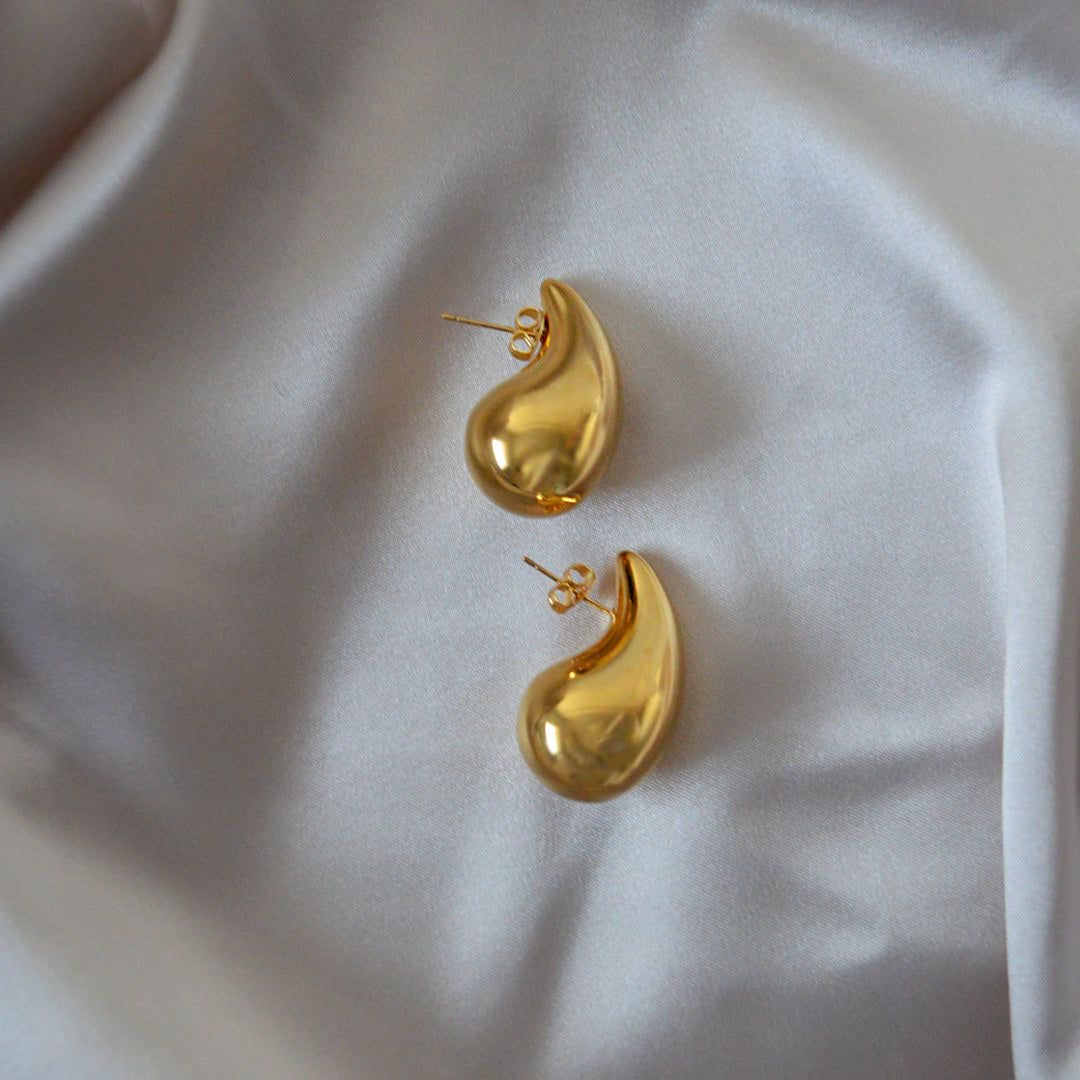 Chunky Teardrop Earings (Big) // Gold