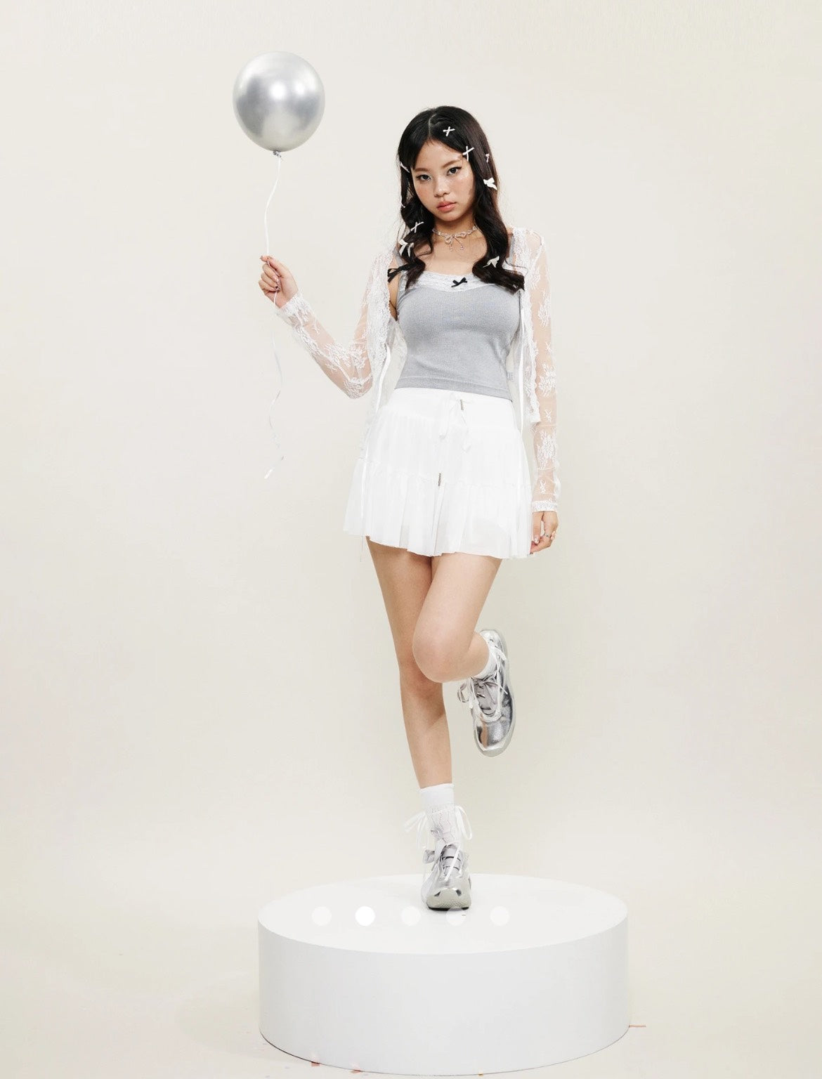 Padded Lace Top // Grey