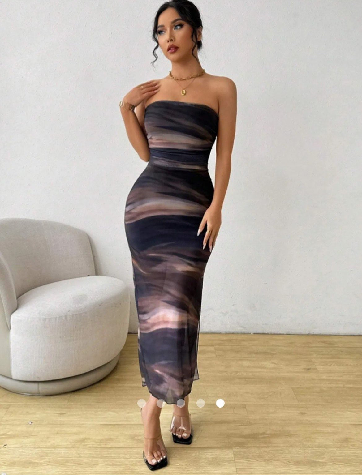 Abstract Print Tube Dress // Navy Blue