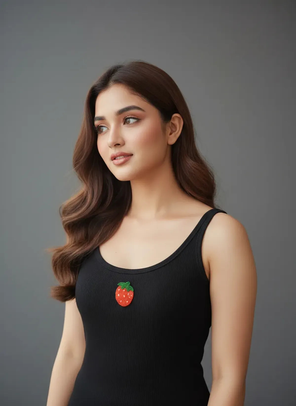 Strawberry Beaded Tank Top // Black