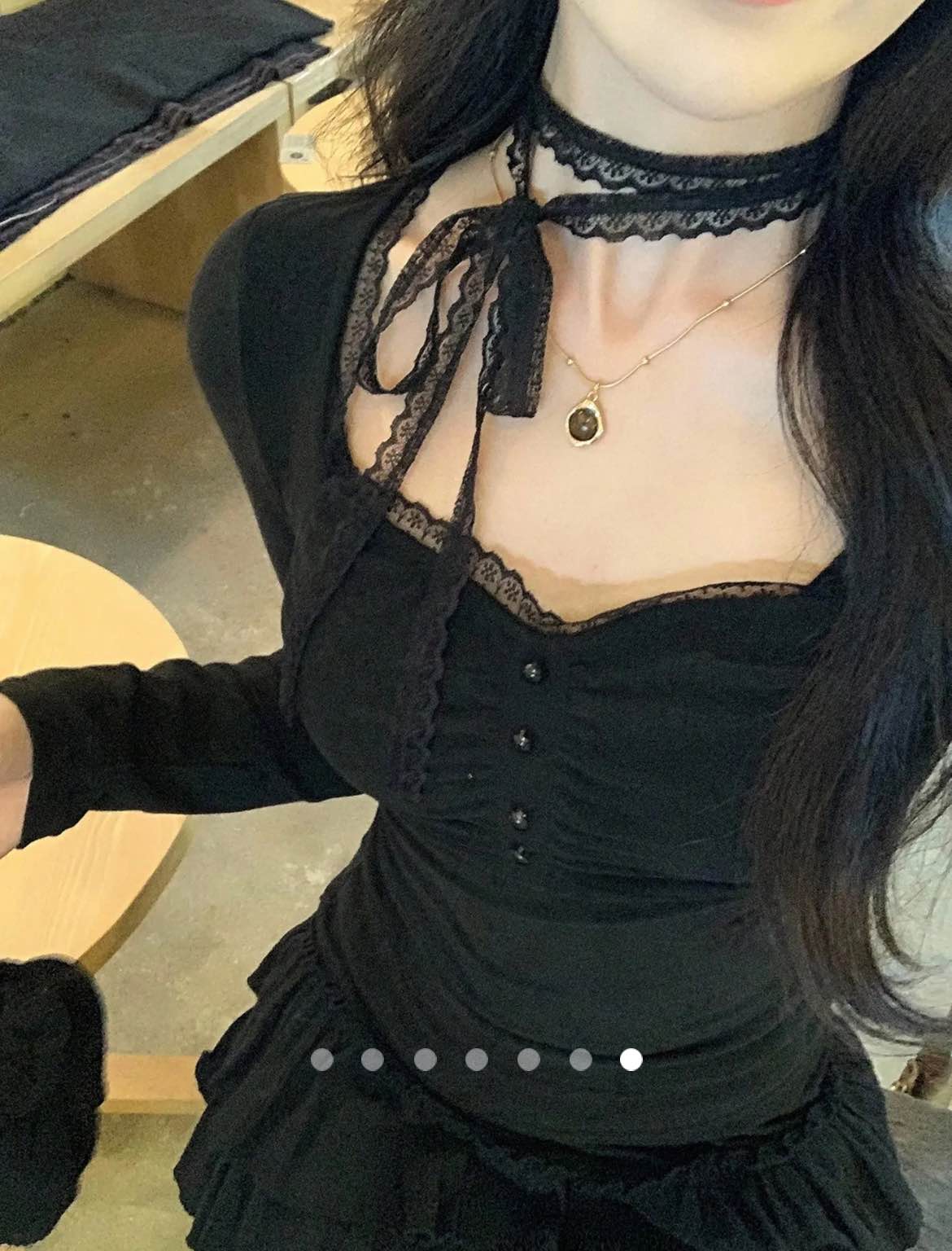 Lace Top with Choker // Black