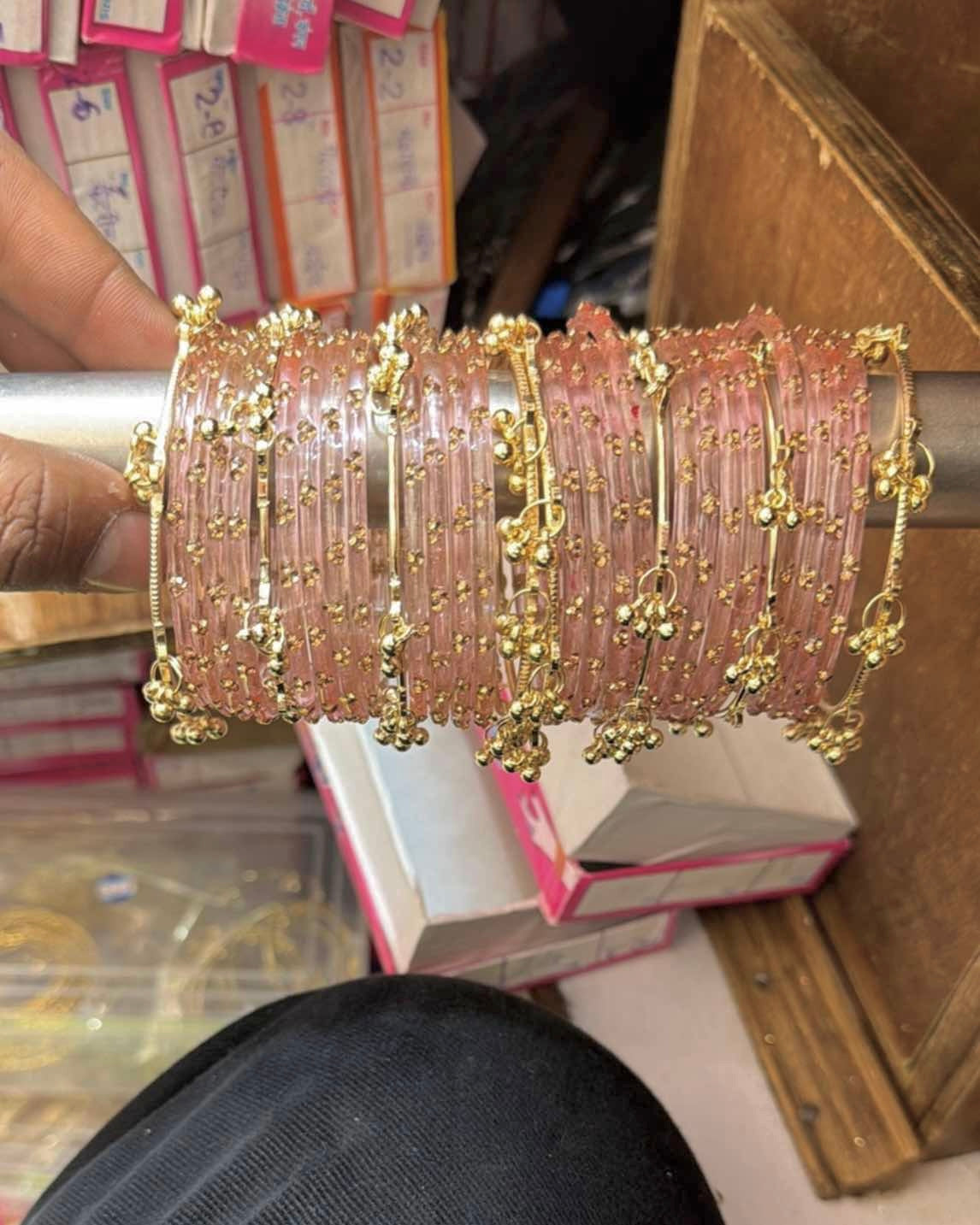 12 Bangles + 4 Ghungroo Set // Light Orange