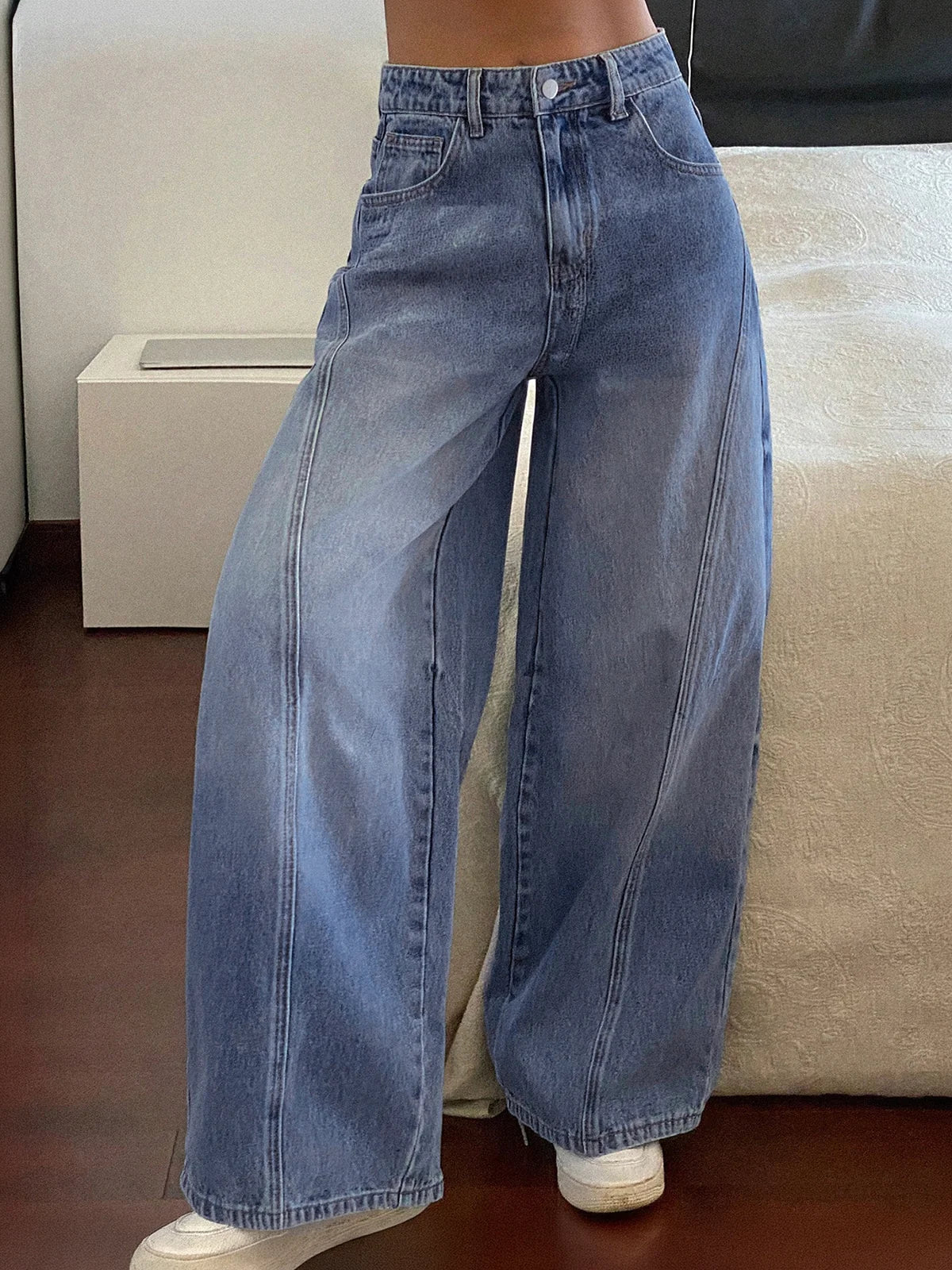 Dusty Cloud Blue // Panelled Wide Leg Jeans