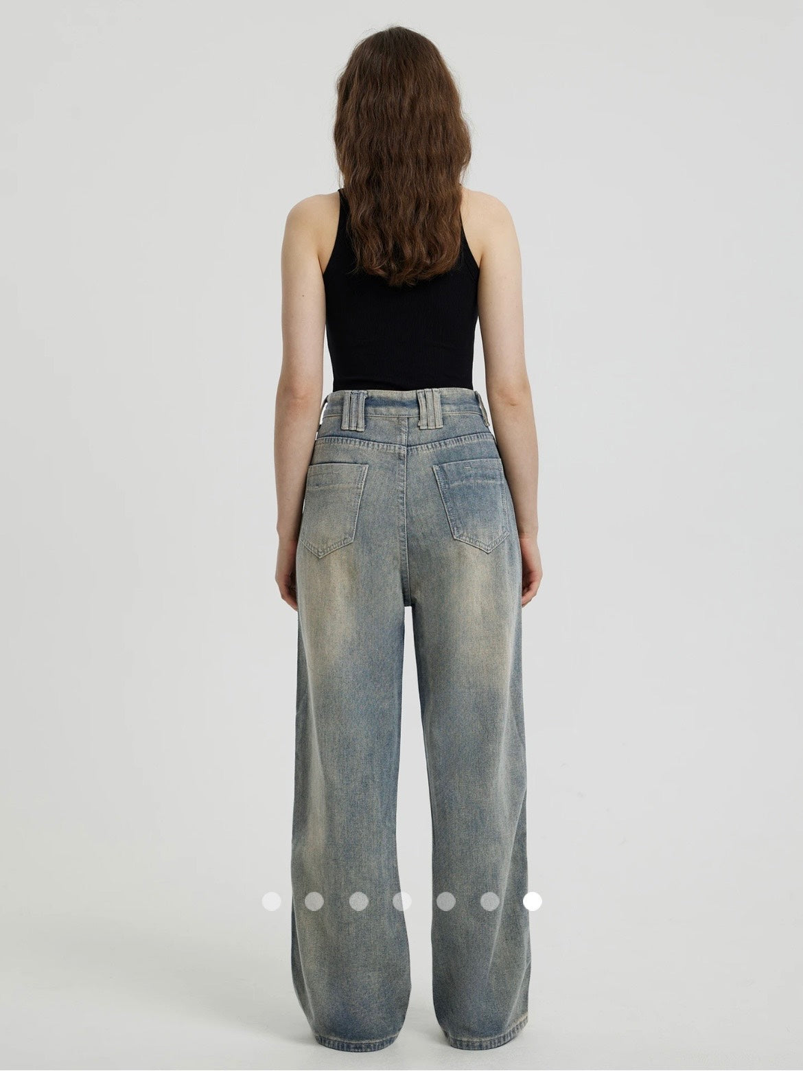 High Waist Straight Leg Jeans // Faded Green