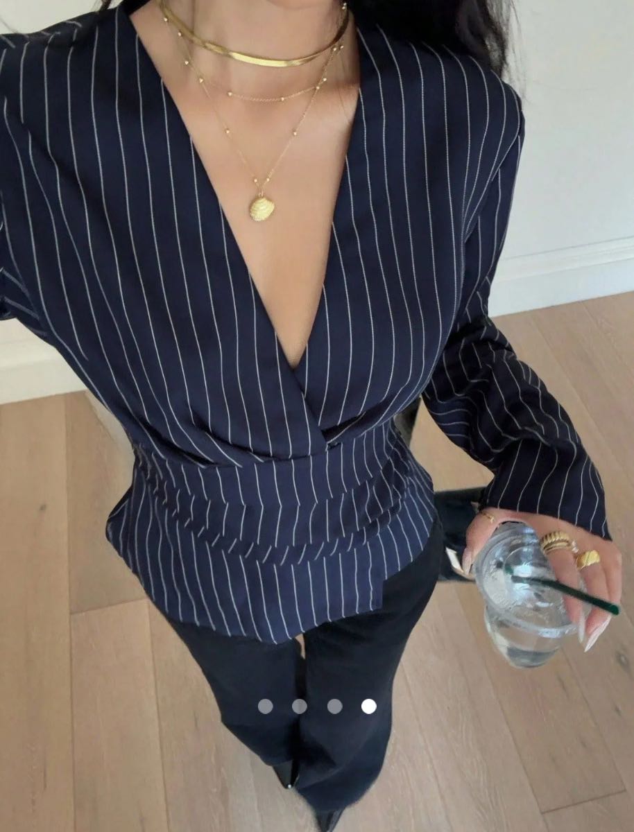 Pleated Top // Navy