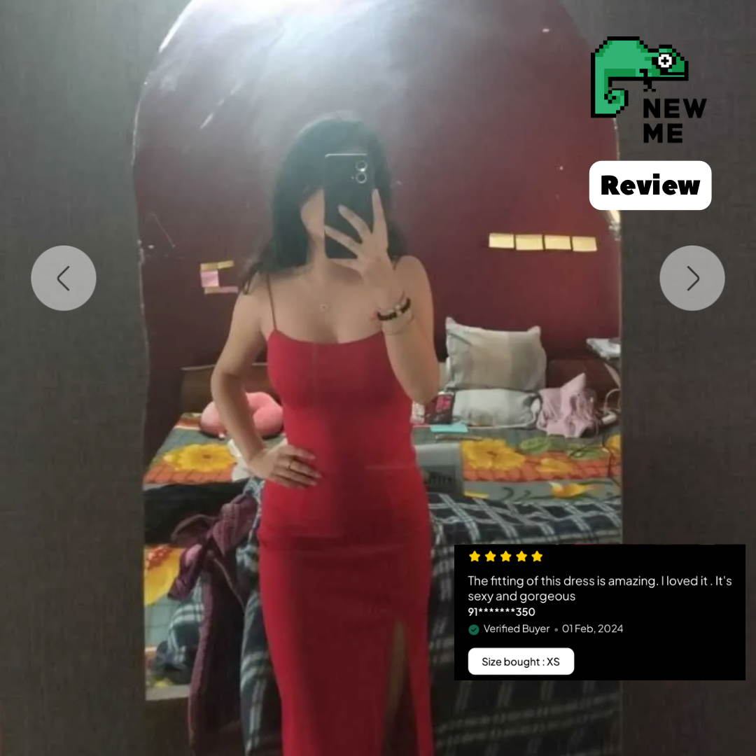 Square Neck Slit Maxi Dress // Red