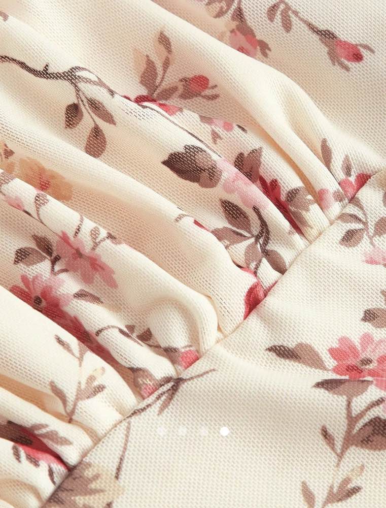 Floral Mesh Bell Sleeve Top // Apricot