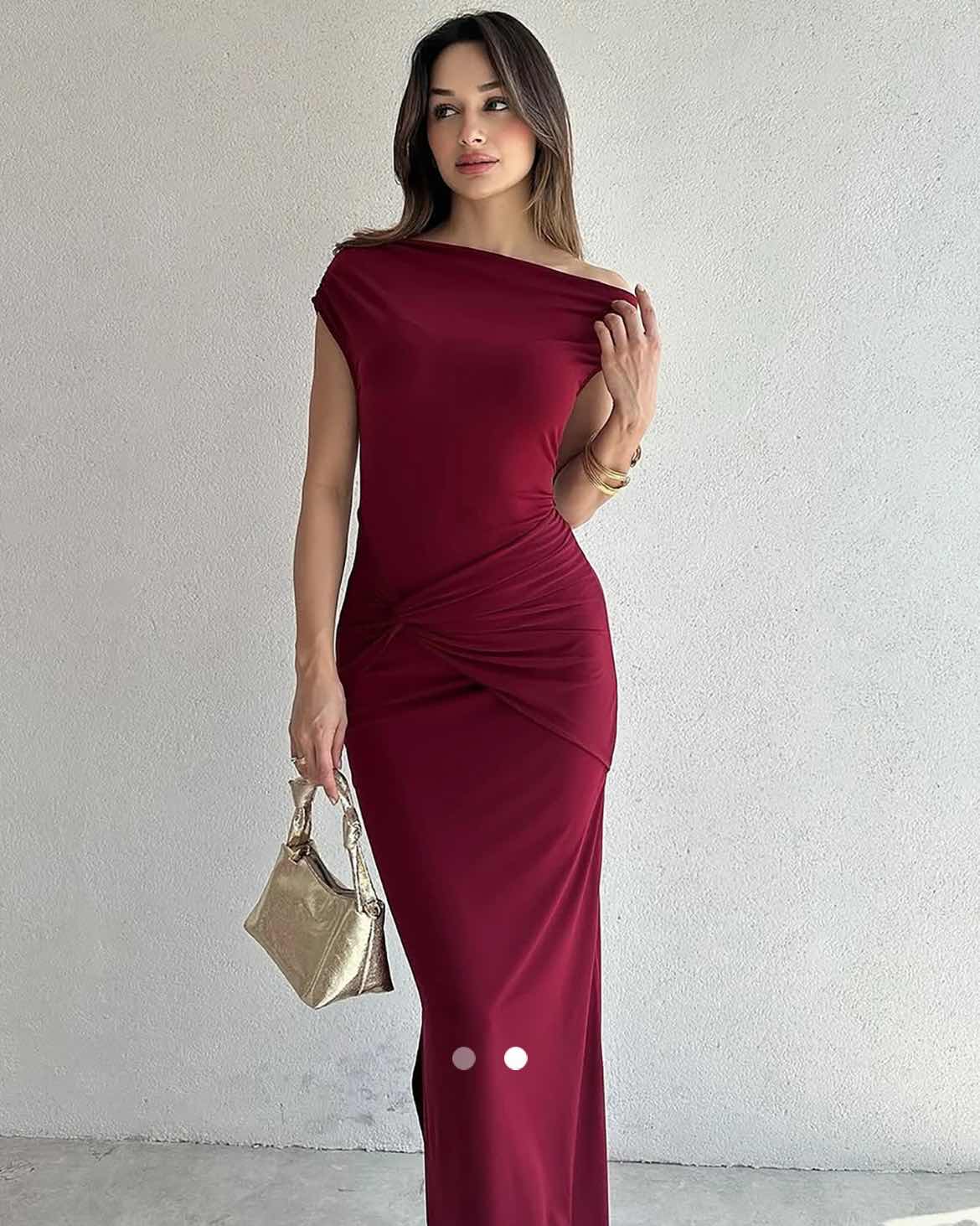 Asymmetrical Bodycon Dress // Rich Red