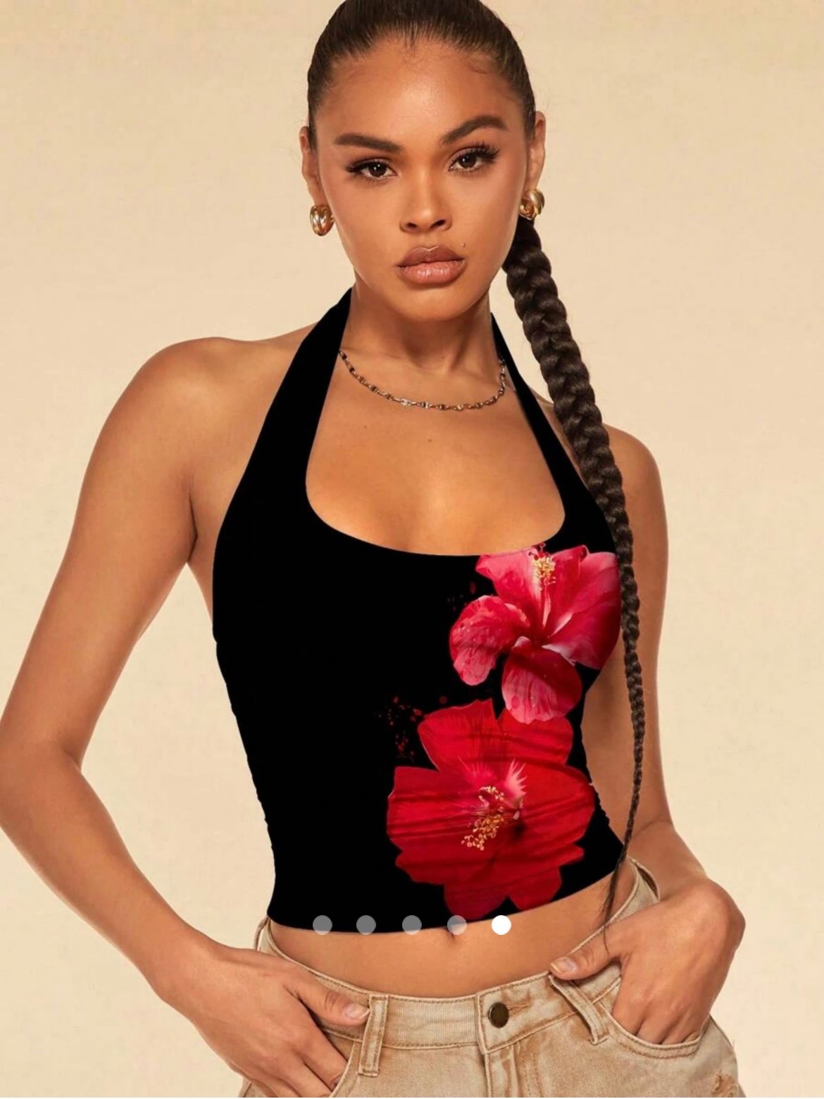 Printed Halter Top // Black