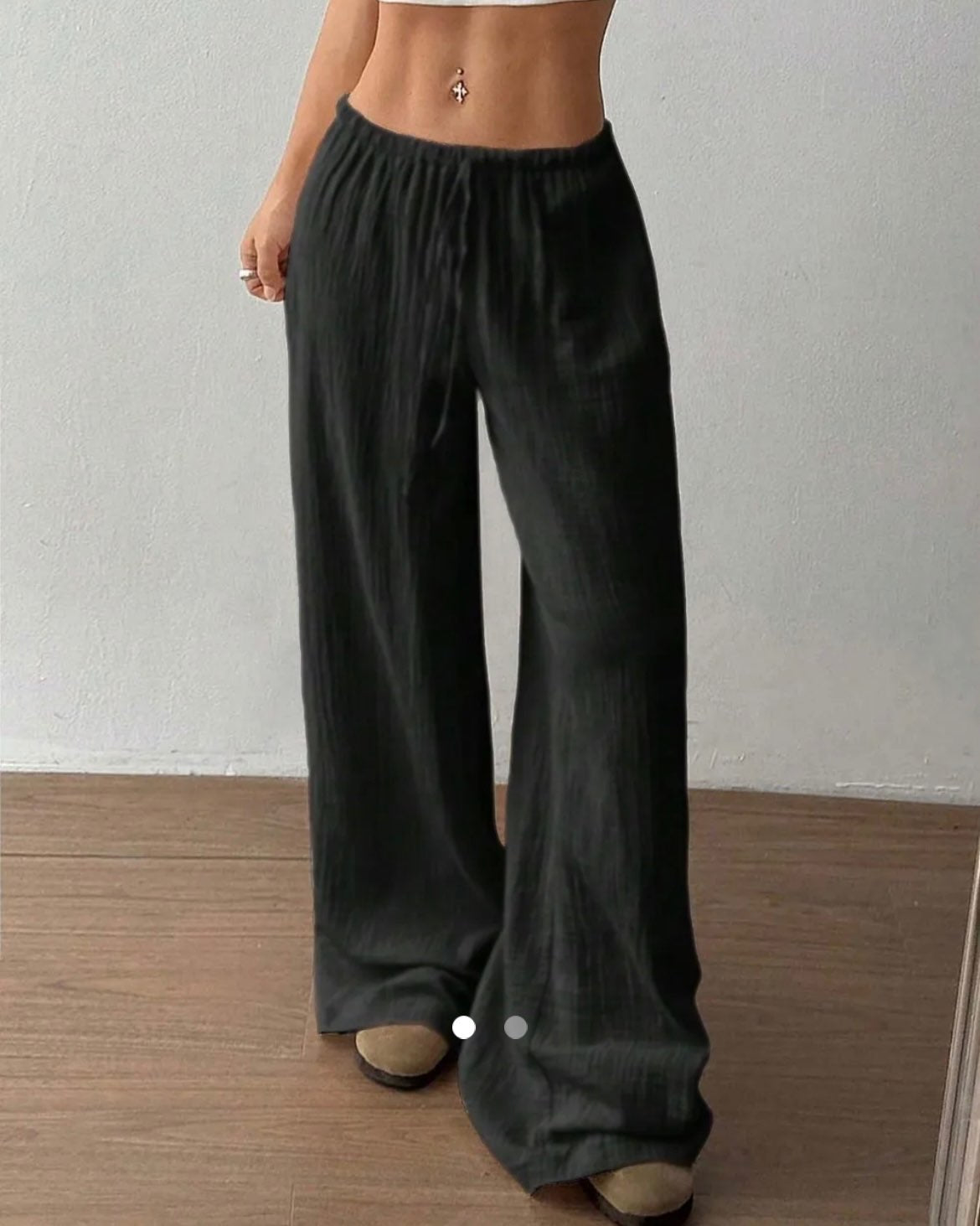 Drawstring Straight Leg Pants // Black