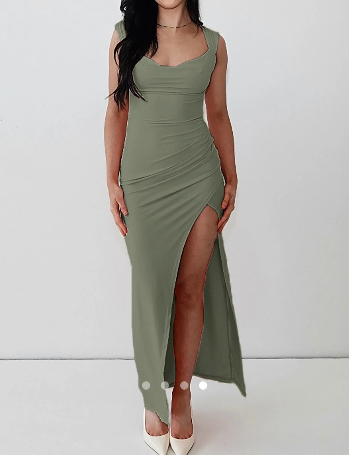 Slit Bodycon Dress // Green