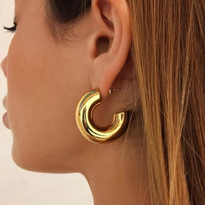 Round Chunky Earrings Medium // Gold