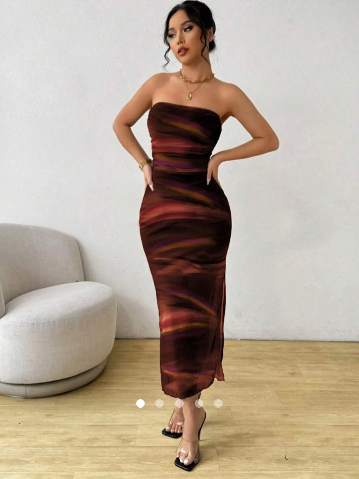 Abstract Print Tube Dress // Brown