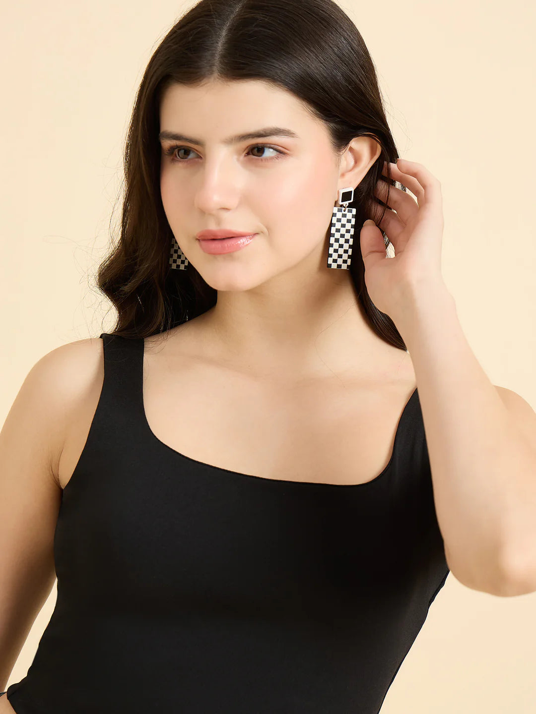 Polyester Square Neck Top // Black