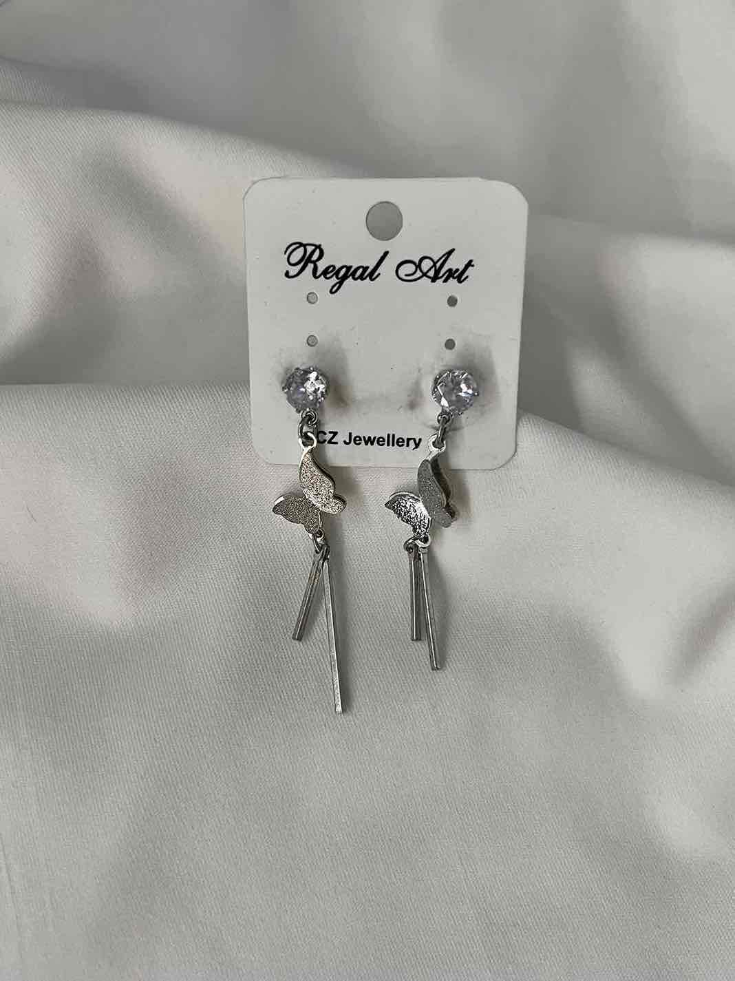 Butterfly Dangle Earrings // Silver