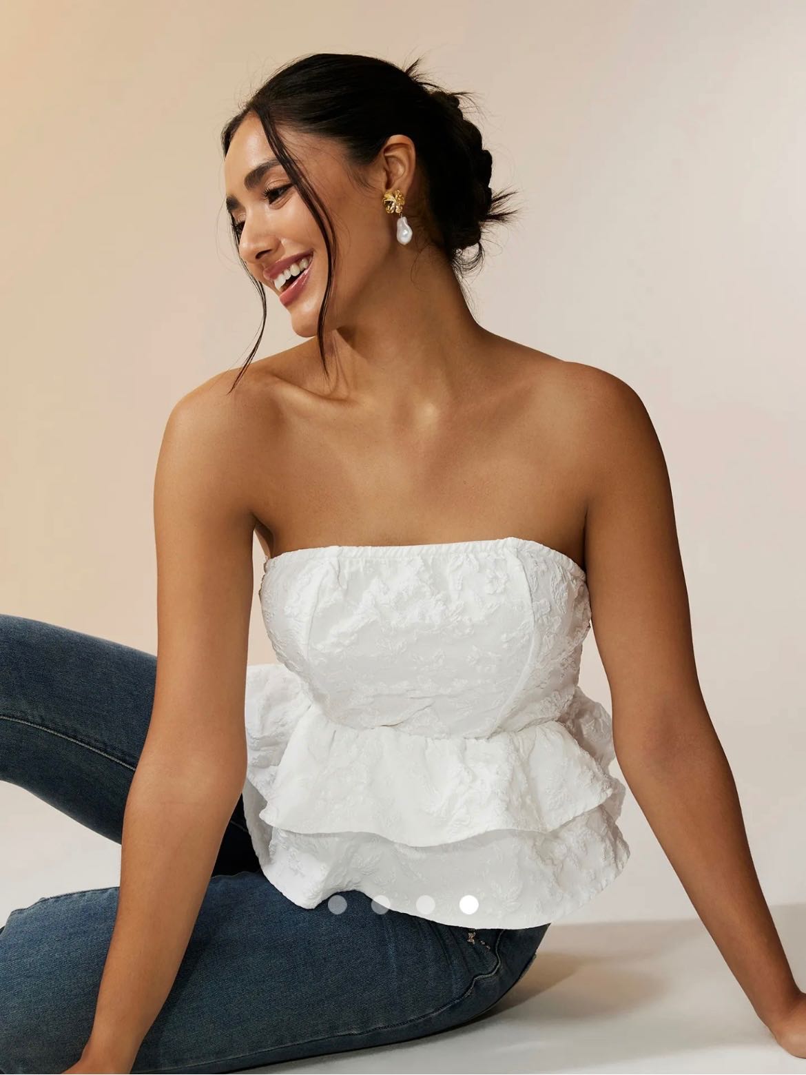 Ruffle Tube Top // White