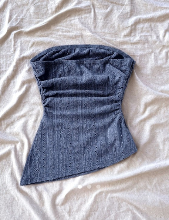 Asymmetric Tube Top // Navy